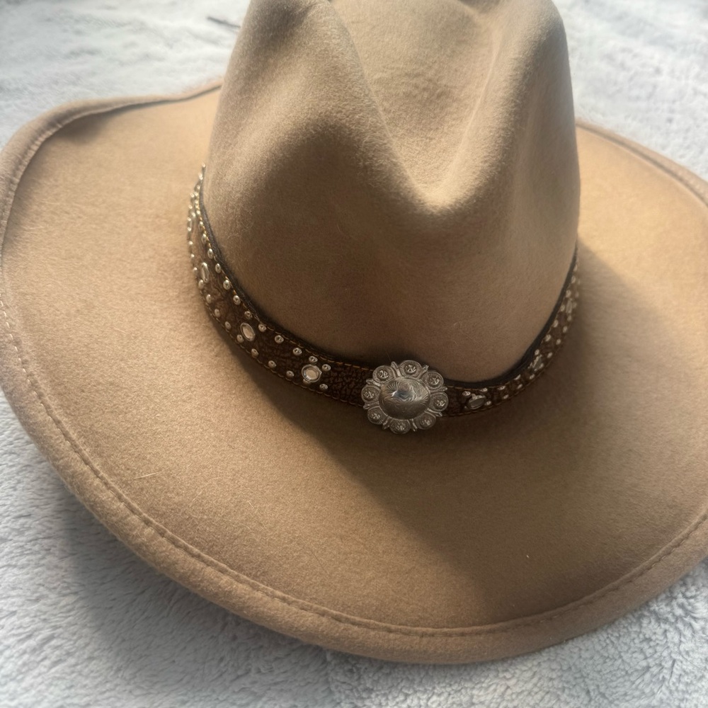 Austin M&F Western Tan Wool Cowboy Hat Concho Band Size L